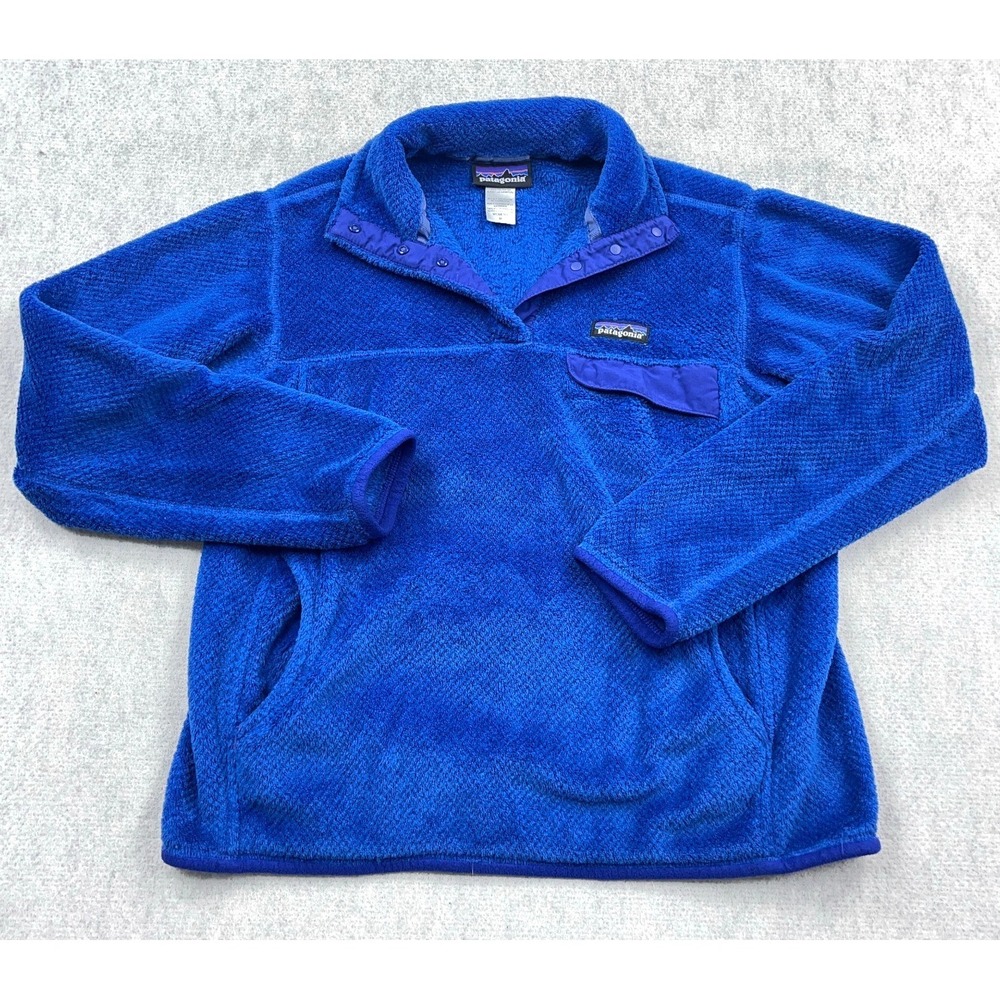Patagonia Sweater Women Medium Blue Pullover Retool Fleece Better Sweater Pocket